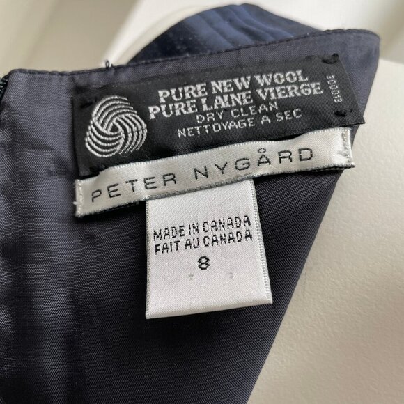 Peter Nygard Pure New Wool Classic Sleeveless Sheath Midi Dress Navy Blue Sz 8 - Picture 8 of 10